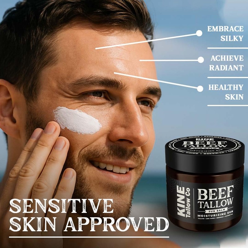 Kine Tallow Co. Moisturizing Tallow Sun Balm, Zinc Oxide Protection,