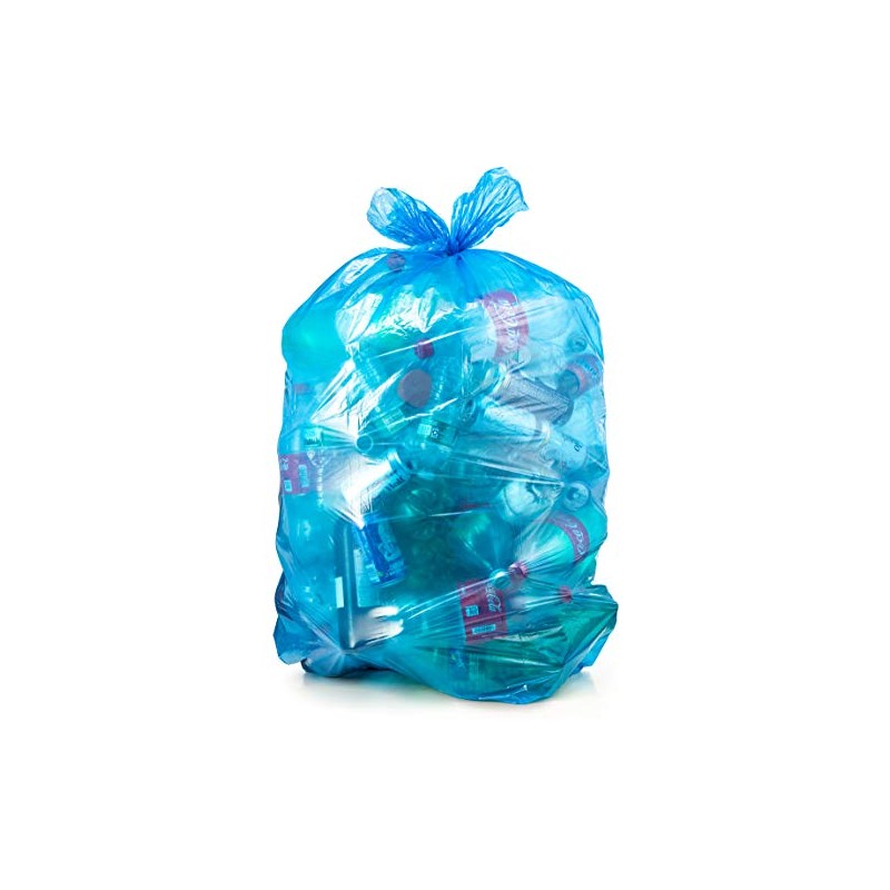 Recycling Trash Bags 55 Gallon, (50 count w/Ties) Large Blue