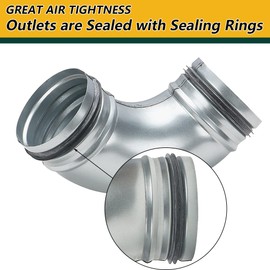 HVAC Duct Elbow 4 inch, A-KARCK 90 Degree Duct Connector with Rubber Sealing, Precision Welded Galvanized Steel Prevent Air Leakage