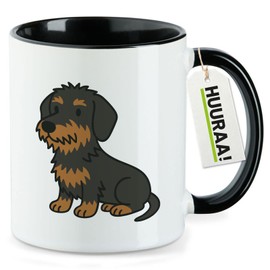Huuraa Coffee Cup Wire-haired Dachshund Gift Cup Black 330ml Wire-haired Dachshund Present