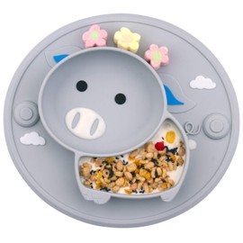 2 Pack Baby Divided Plate Silicone - Portable Non Slip Child Feeding Plate for Children Babies and Kids BPA Free Baby Dinner Plate Placemat