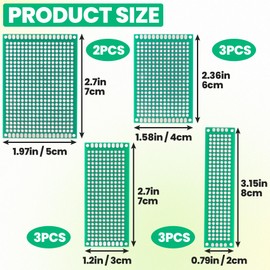 Isslly 11pcs PCB Board, Mini Solderable Double Sided Circuit Board, 4 Sizes Prototype Board for Soldering Project- Green