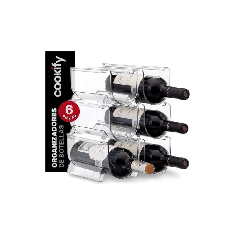 Cookify Set de 6 Organizadores Apilables para Botellas de Vino,