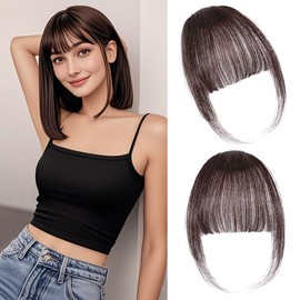 One Piece Clip-in-Haarverlängerung, flach, handgefertigt, Echthaar, unsichtbar, 15 cm, glatt, mit Bügel, intelligenter 6 g, Haaransatz-Ersatzperücke (dunkelbraun)