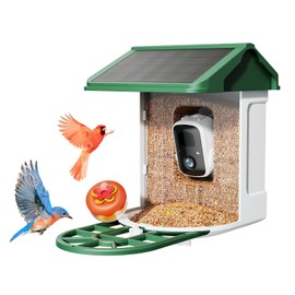 HARYMOR Bird Feeder Camera with Smart AI identifies Bird Species, 2K Live Video, Bird Arrival Alerts, Mini Hummingbird Feeder, Solar Powered Bird House Camera Wireless Outdoor for Watching Birds