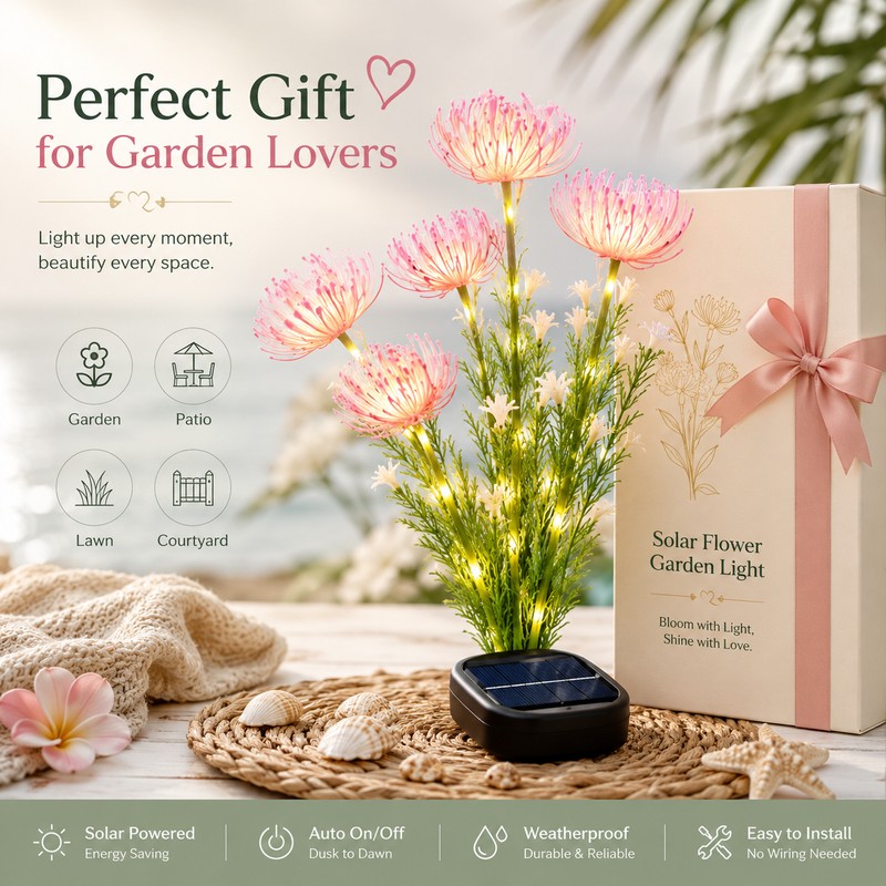 Solar Flower Garden Light for Outdoor Décor – Waterproof Ground