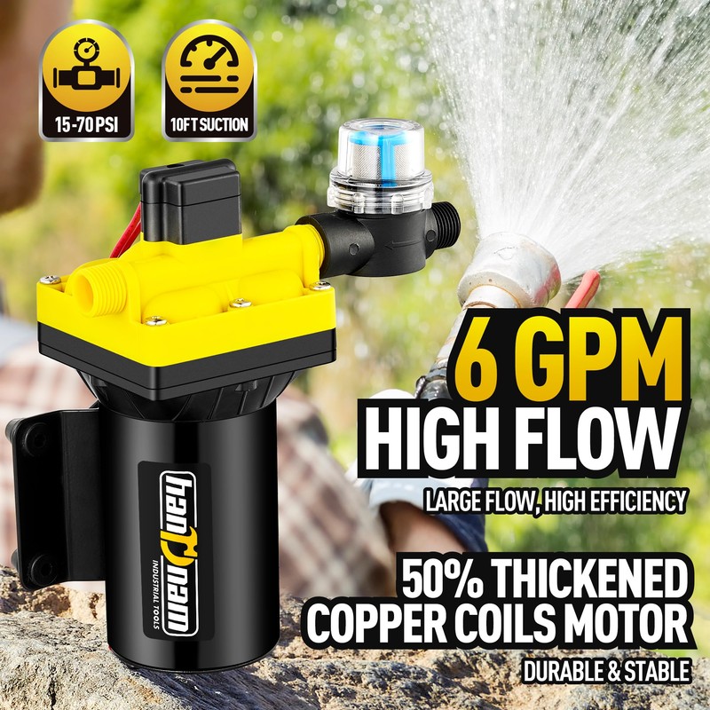 [2025 Upgraded] RV Fresh Water Pump, 12V DC Water Pump,