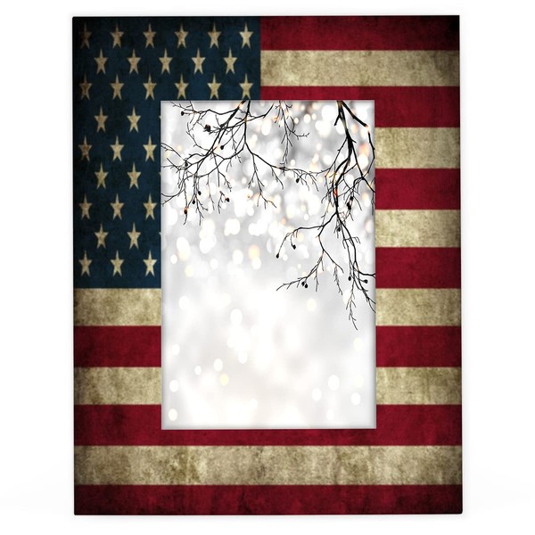4 x 6 in Picture Frame America Usa Flag, Rustic