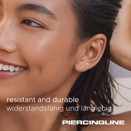 PIERCINGLINE 14 Karat Gold Labret Ohr-Piercing mit Push Fit MOISSANIT-LOTUSBLÜTE Weißgold (rhodiniert) 1,2 x 10 mm