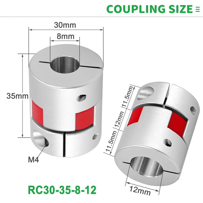 8mm to 12mm Aluminum Plum Flexible Shaft Coupling, D30 L35