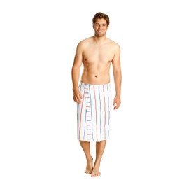 Betz Men's Sauna Kilt with Buttons 100% Cotton Terry Cloth Red Striped