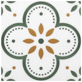 Peel & Stick Floor Tiles 10 Pack Waterproof DIY Decorative Tile Stickers (8x8 inches) Green Flower Look