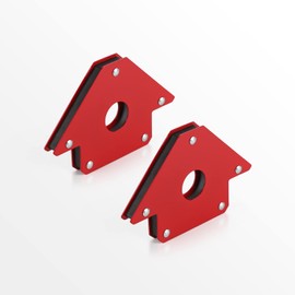 CPROSP 2x Welding Magnet 11 kg Holding Force, Welding Angle Magnetic 45° x 90° x 135°, Welding Aid Angle Red, Arrow Welding Magnet