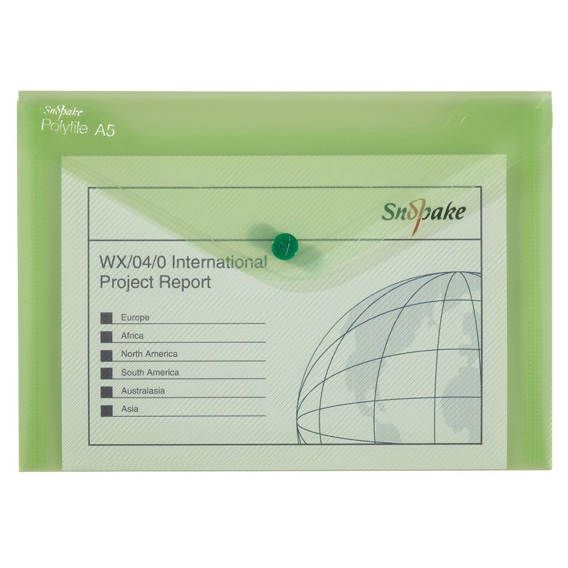 Snopake 11395 Polyfile A5 Popper Wallet File with Press Stud