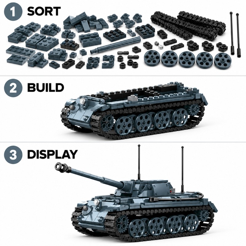 Military Armored Vehicle Building Block Model Kits, Small Brick Construction