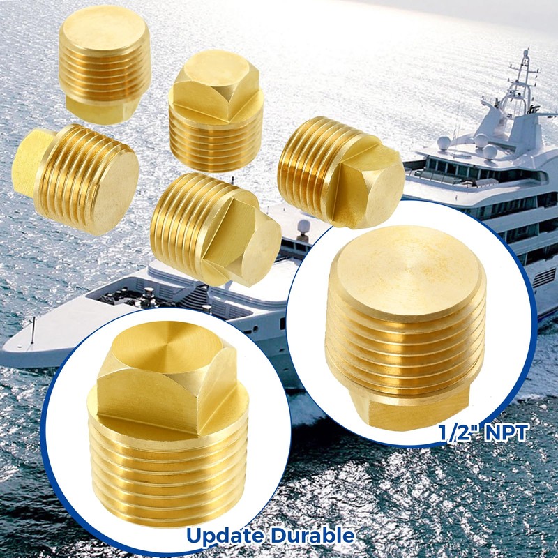 5Pcs Brass Boat Drain Plug, 1/2” NPT Boat Drain Plug,