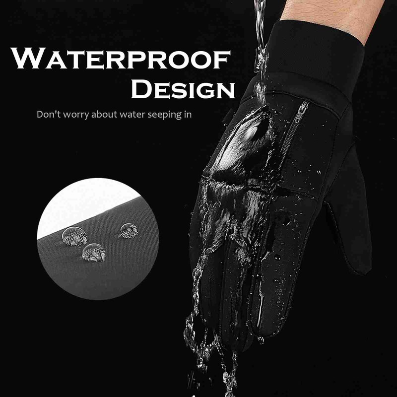 Men Winter Waterproof Gloves Touchscreen Pocket Anti-Slip Fleece Thermal Sport