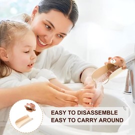 Faucet Extender for Toddlers, Kids Sink Extender for Bathroom, Hand Washing Extension God Silicone Cartoon Temperature-Sensitive Anti-Scald Anti-Splash Water (Brown)