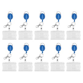 WEBBOMB® Set of 10 ID Card Holder Card Case ID Card Holder 10 x Hard Plastic Card Holders for ID Cards and Cards with Tear-Resistant 70 cm ID JoYo Cord Carabiner Key Ring + Metal Belt Clip
