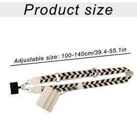 Tabanzhe Phone Strap with Zippered Pouch Adjustable Phone Lanyard with Detachable Wallet Crossbody Clip and Go String withPurse Badge Holder Phone Chain Shoulder Straps(Style D)