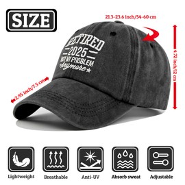 Retired Hat 2025, Retirement Gifts for Woman Men, Adjustable Vintage Embroidery Retirement Hats for Women Men