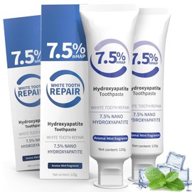 2 Pcs Hidroxiapatita Pasta Dental, 7,5% Pasta Dental con Hidroxiapatita Repara y Fortalece el Esmalte dental, Sin Flúor para Dientes Sensibles (Sabor a Menta Fresca)