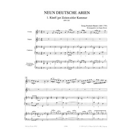 9 Deutsche Arien HWV 202-210 / URTEXT: für Sopran, Violine (Flöte, Oboe) und Basso continuo / Partitur