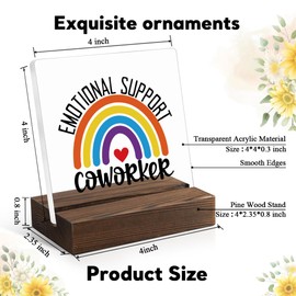 Juoqg Emotional Support Coworker Acrylic Sign with Wooden Stand, Funny Coworker Gift for Men Women, Going Away Retirement Appreciation Gift for Work Bestie Coworker, Inspirational Gift for Colleague