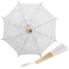 Cotton Lace Folding Parasol and Hand Fan Set for Wedding
