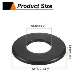 HARFINGTON 2pcs Wall Split Flange 51mm/2" Self-Adhesive Plumbing Cover Plates ABS Plastic Round Escutcheon Plate Buckle Design for Water Pipe Bathroom Kitchen Decoration, Black