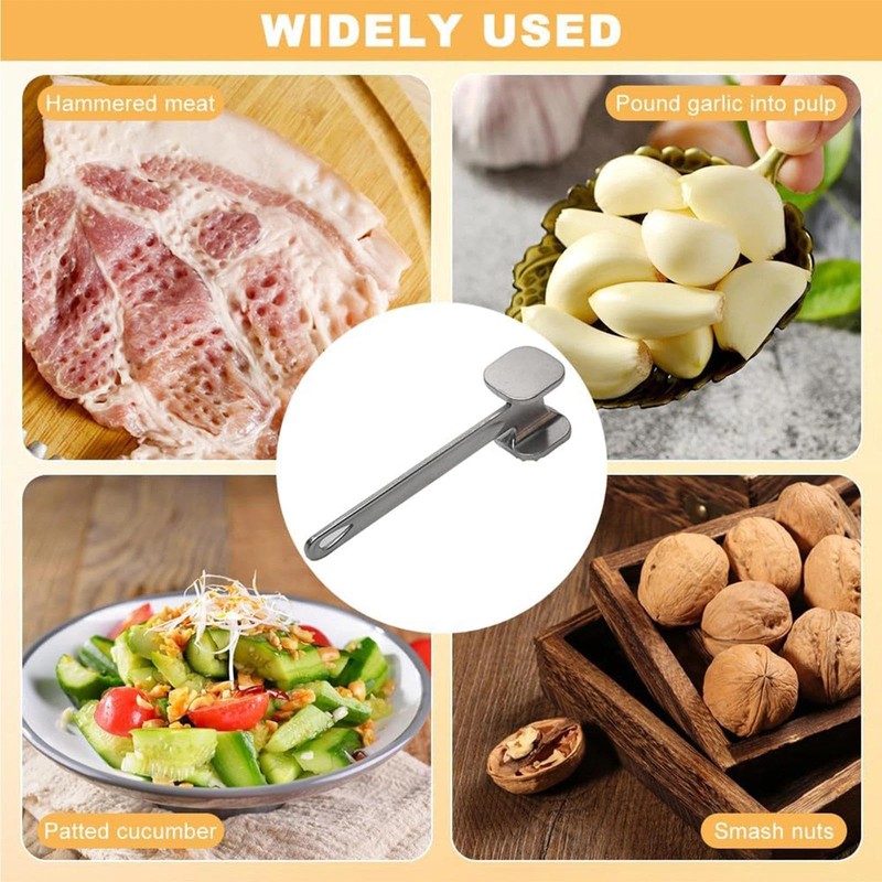 Meat Tenderizer Hammer, Stainless Steel Meat Mallet Kitchen Tool, Double