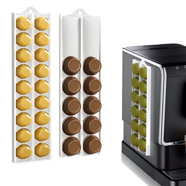 Neepanda Coffee Pods Holder Compatible for 36 Nespresso Original Pods, Adjustable Capsule Organizer & Storage for 37-58mm/1.46-2.28inch K-Cups Pods, Ideal Coffee Bar Accessory (White, 2 Pack)