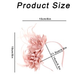 1 PCS Fascinators and Hats for Wedding Feather Headdress, Bridal Mesh, Hair Accessories, Party, Ball, Top Hat, Headband Women Girls (UK, Alpha, One Size, Nude Pink)