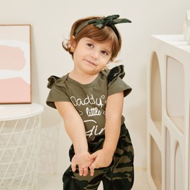 AMAWMW Baby Girl Clothes Set Daddys Little Girl Ruffle Romper Top Camouflage Pants Newborn Infant Baby Girl Outfit