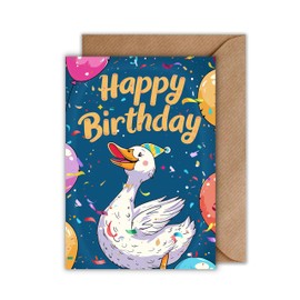 WBdesignz Birthday Card with Envelope - Goose Birthday Card Duck Happy Birthday Greeting Card (A6)