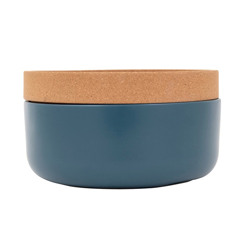 Ceramic and Cork Large Breathable Produce Bowl with Lid to