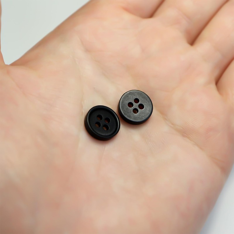 B-042 4 Hole Buttons [Black No Gloss] Black Button Basic