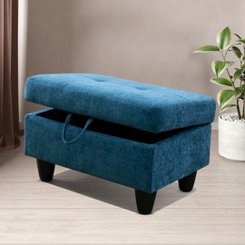 NicBex Ottoman with Storage Modern Foot Stool Storage Ottoman Flannel Living Room Sofa Ottoman Comfy Foot Rest Square Ottoman Modern Cube Ottoman for Living Room, Bedroom, Dorm, Apartment, Blue