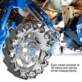 6in Mecanum Wheel Right 35KG 45 Degree Load Omni Wheel with 16pcs TPU Rubber Rollers Sheet Metal Industrial Robots Parts Without Shaft Connector