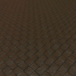 Woven Faux Leather Fabric, Embossed Soft Basketweave Vinyl, Textured Crafts DIY and Upholstery Pleather Sheets - Cut by The Yard (Brown)