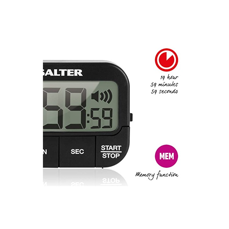 Salter Kitchen Digital Display Count up or Countdown Timer, Adjustable