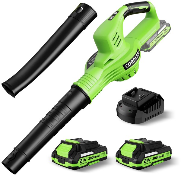 Leaf Blower Cordless 21V Electric Cordless Leaf Blower with 2