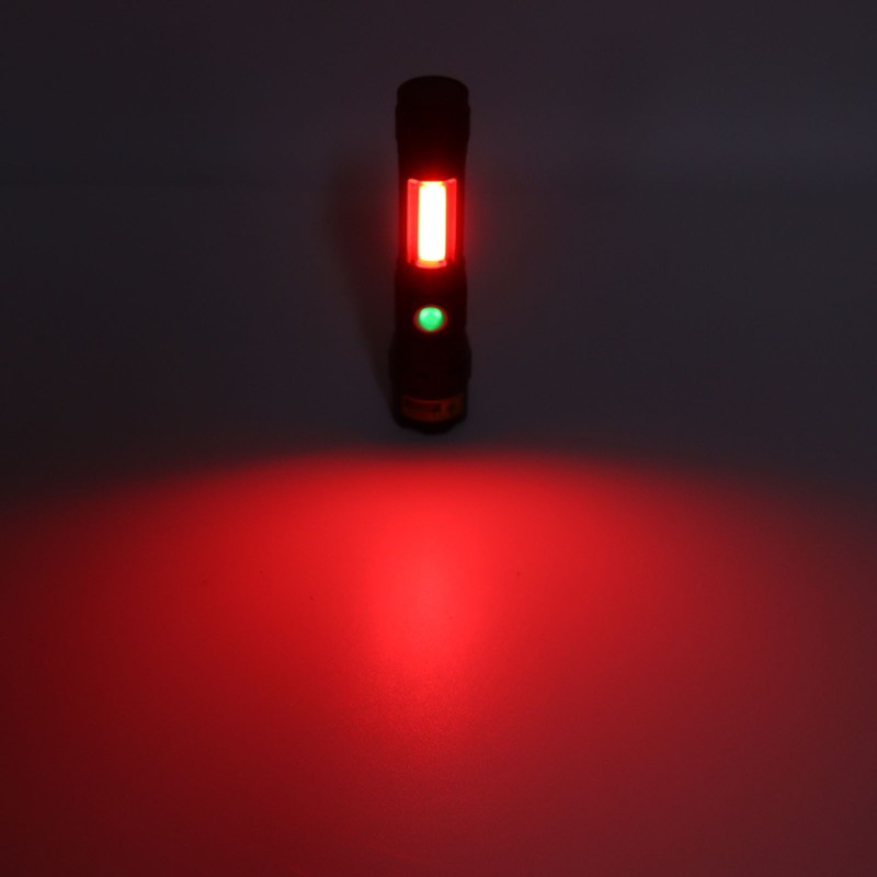 LED Flashlight USB Magnetic Charging 7 Gears Zoomable Black Light
