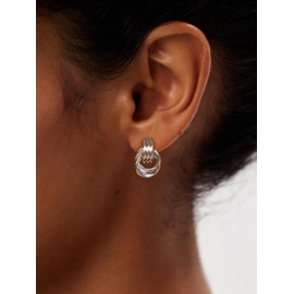 Nogesida Chunky Silver Knot Earrings Stud for Women Trendy Dangle Statement Dainty Silver Plated Hoop Earrings Drop Huggie Ear Rings Small Hypoallergenic Waterproof Hoco Christmas Jewelry