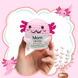 Mom Gifts from Daughters, Love Mom Gifts for Mothers Day Birthday,Positive Crochet Axolotl Plush Emotional Support Stuffed Animals, Christmas Stocking Stuffers Small Axolotl Toy Presents for Mama