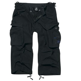 Brandit Industry Men's 3/4-Length Cargo Shorts, Various Colours, Sizes S to 7XL (Brandit Industry 3/4 Herren Cargo Short) - Black , size: xl