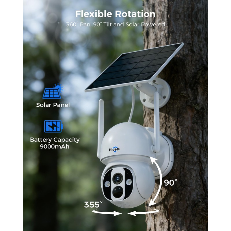 Hiseeu 4G LTE Cellular Security Camera Solar Powered, No WiFi