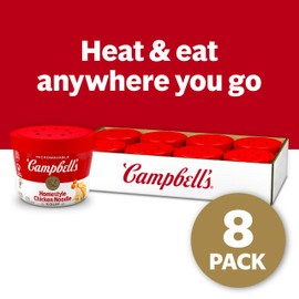 Campbell's Homestyle Chicken Noodle Soup Microwavable Bowl, 15.4 Ounce (Pack of 8)