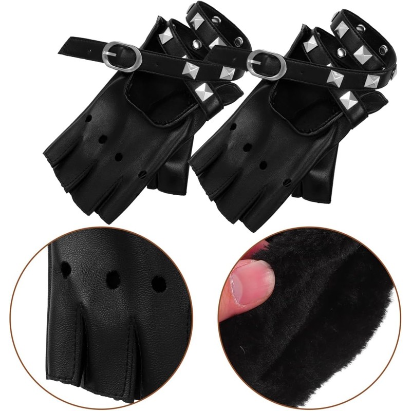 Guantes Punk de Medio Dedo con Remaches – Healeved Y260O03V06YI2