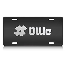 Press Fans - Ollie Male Name S.Steel Car SUV Truck License Plate Decorative Tag Black-D#c86